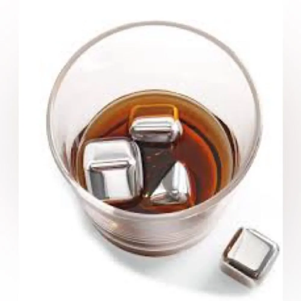 Brookstone metal n’ice cubes for drinks 6 cubes per container stainless steel